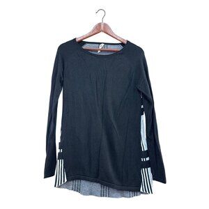 TeeBerry & Weave Black & White Plaid Tunic Sweater Top Small Long Sleeve